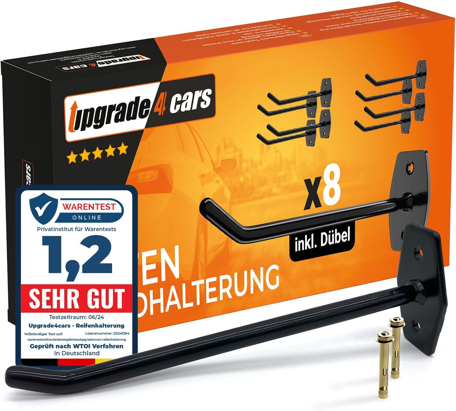 Detalle de Upgrade4cars Reifen Wandhalterung für 8 Felgen – Wandhalterung Set inkl. Schrauben & Dübel