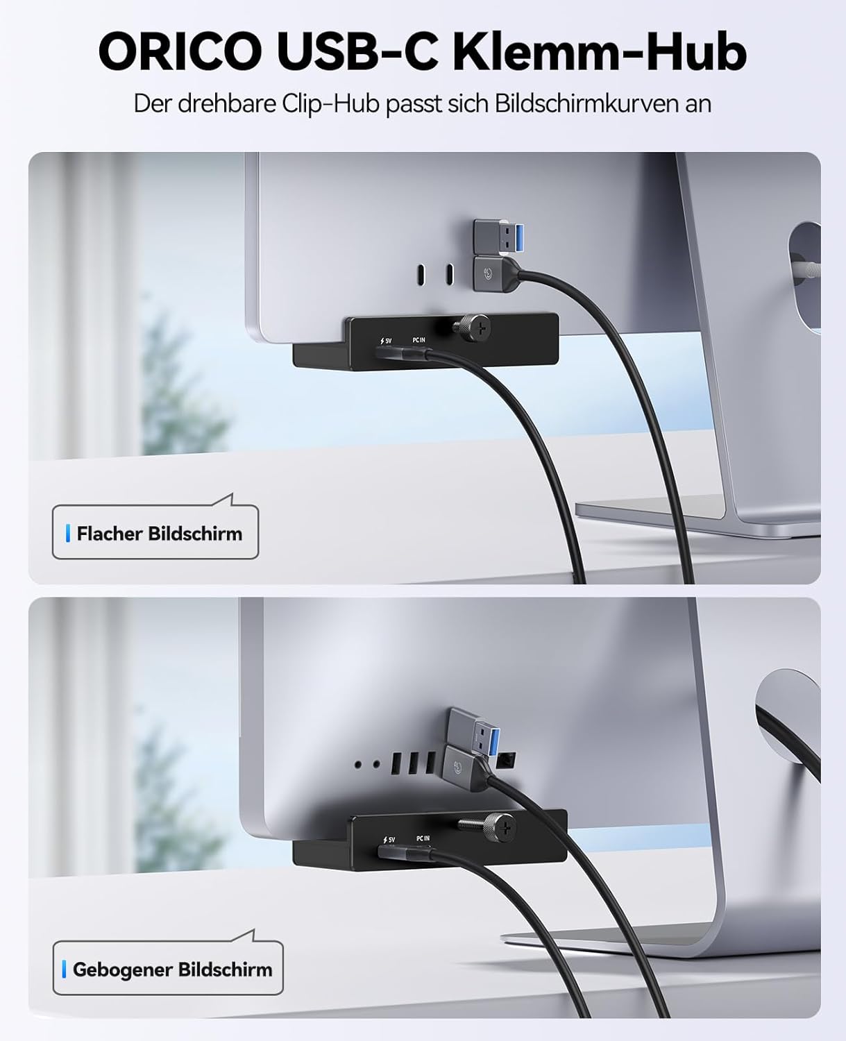 Thumbnail 2 de ORICO USB Hub 3.2: 5 Ports, 10 Gbit/s, montierbar + SD/TF 3.0 – aluminum, 5V Stromversorgung