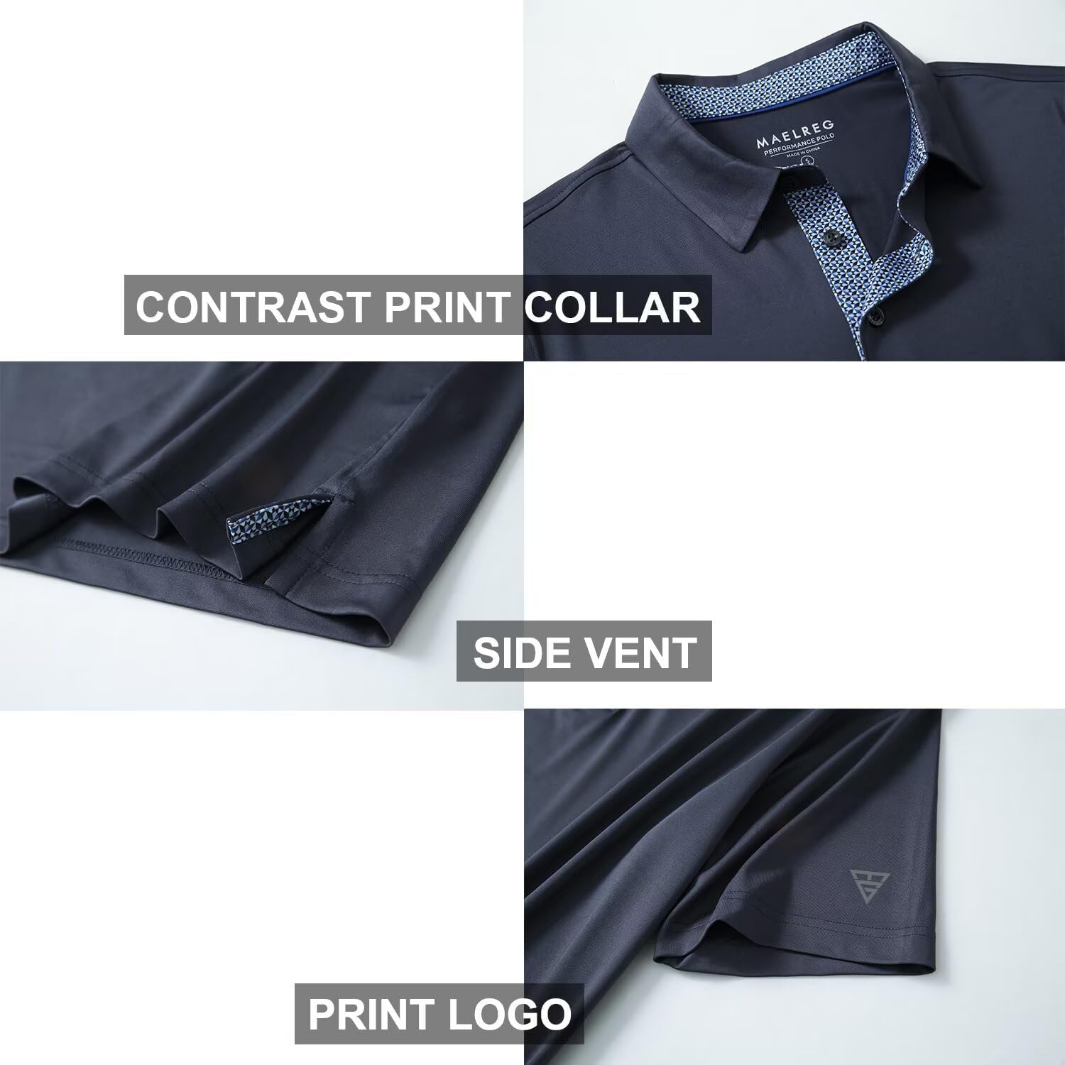 Thumbnail 3 de Men’s Short & Long Sleeve Dry Fit Polo Shirts (Solid, UPF30+) — Casual Golf Performance