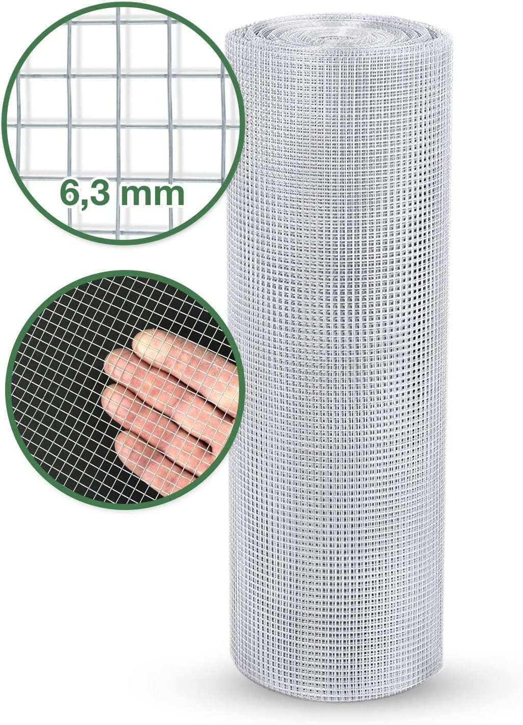 Detalle de casa pura Drahtgitter feinmaschig 6,3 mm verzinkt, 100 cm × 10 m – vielseitiges Drahtgeflecht für Garten und Gehege