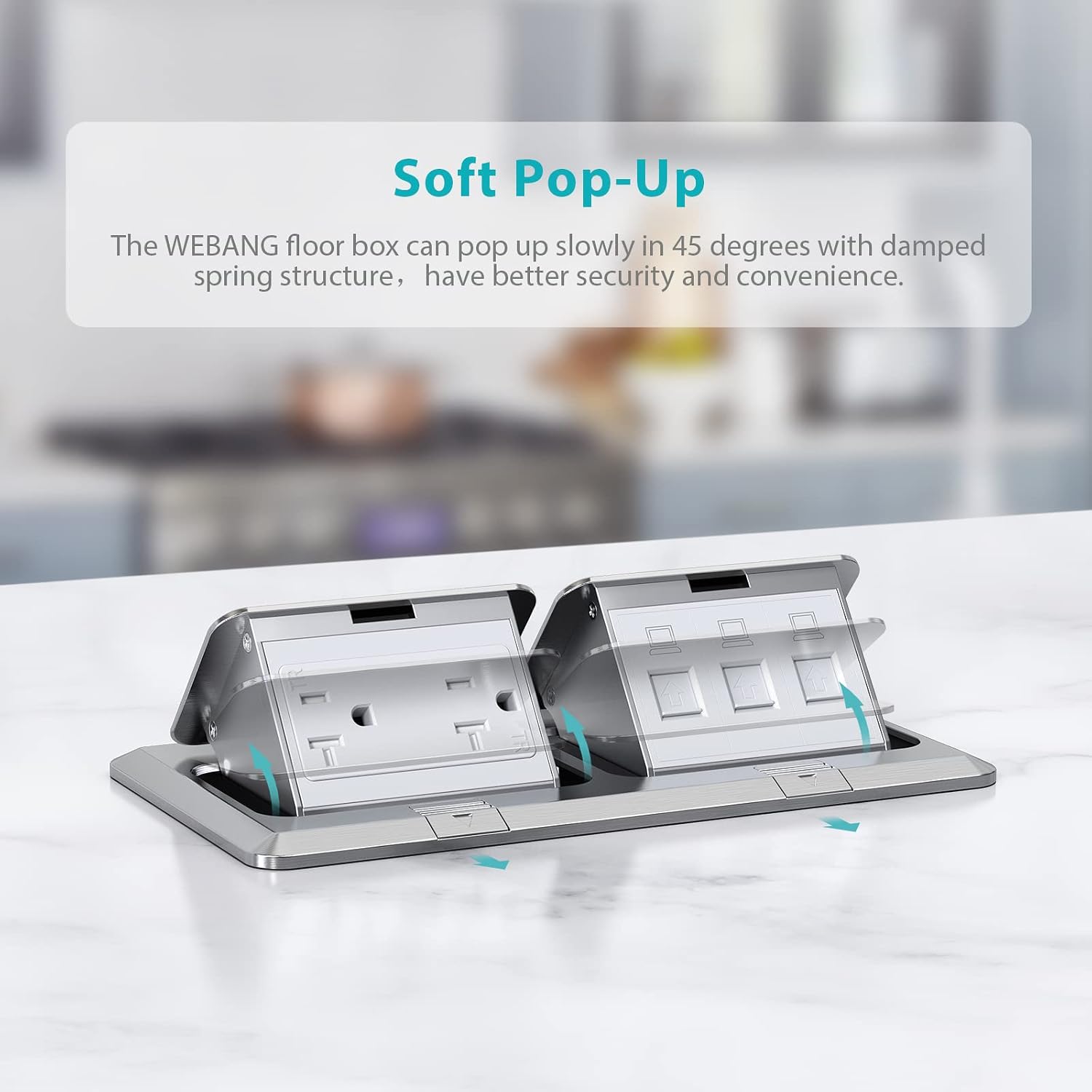 Detalle de WEBANG Pop-Up Floor Box Kit, brushed nickel