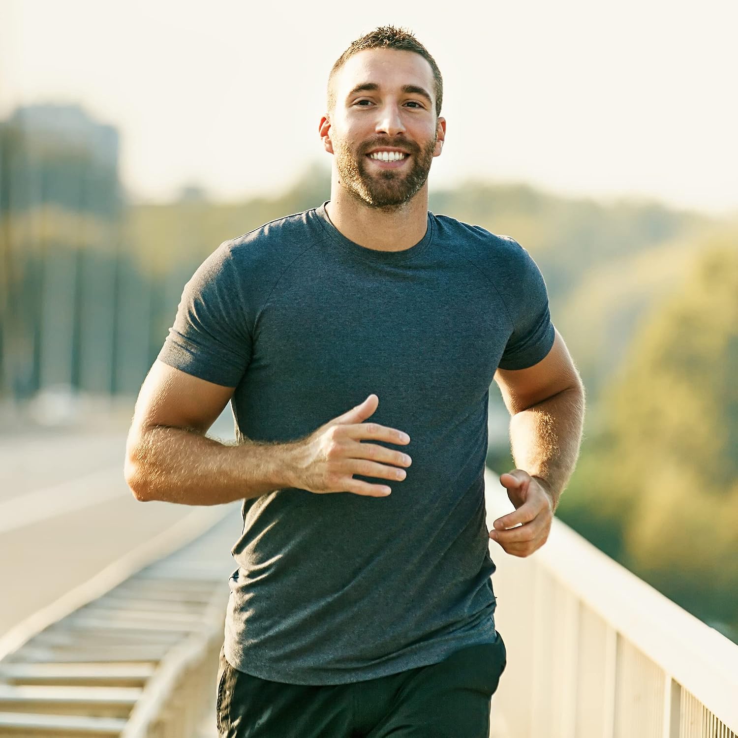 Detalle 1 de MLYENX Men's Workout Shirts, Moisture-Wicking 4-Way Stretch Quick-Dry Tees