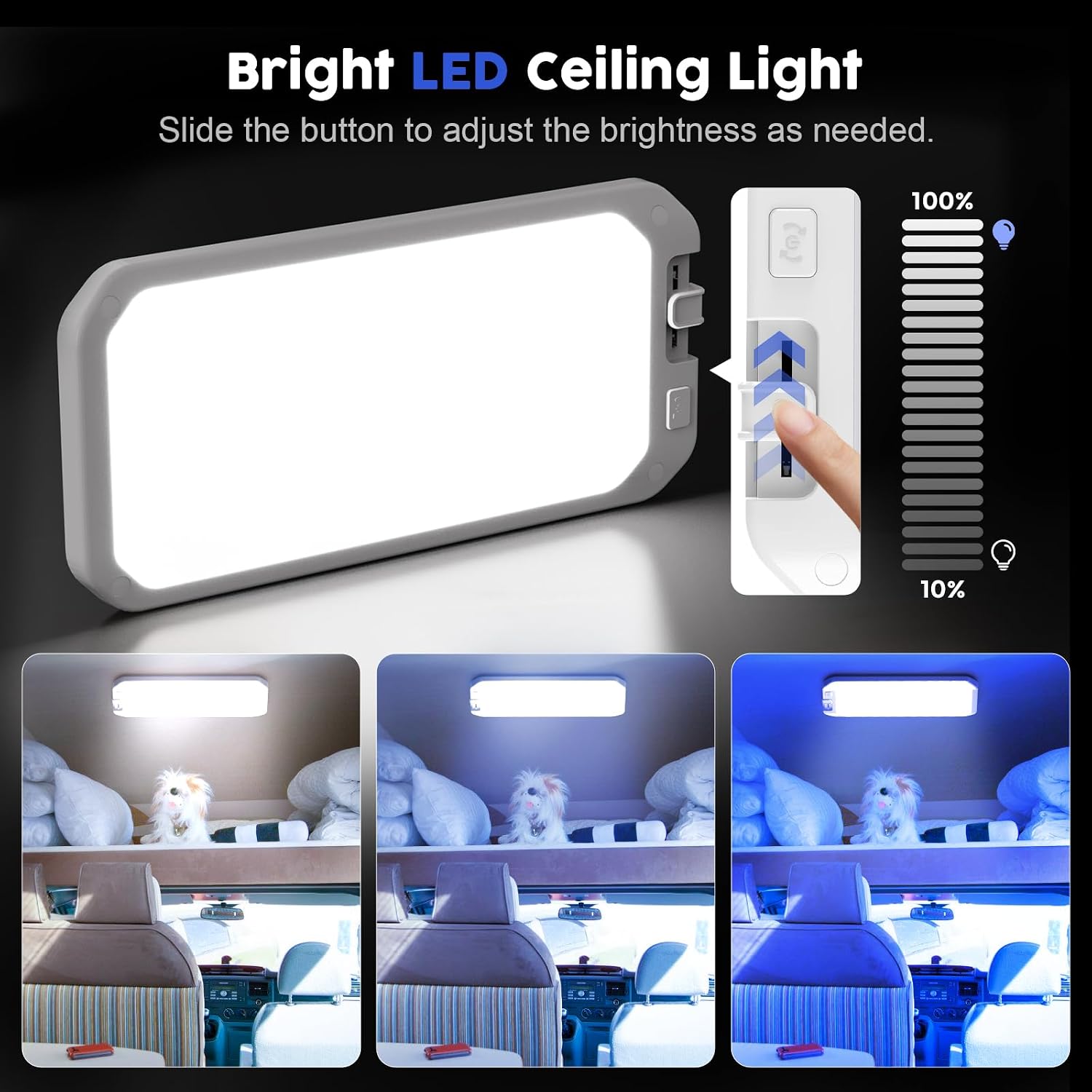 Thumbnail 1 de Kriogor 12V LED Ceiling Lights for Campervan – 3 Colour Modes, Dimmable, 198 LEDs (1200 LM)