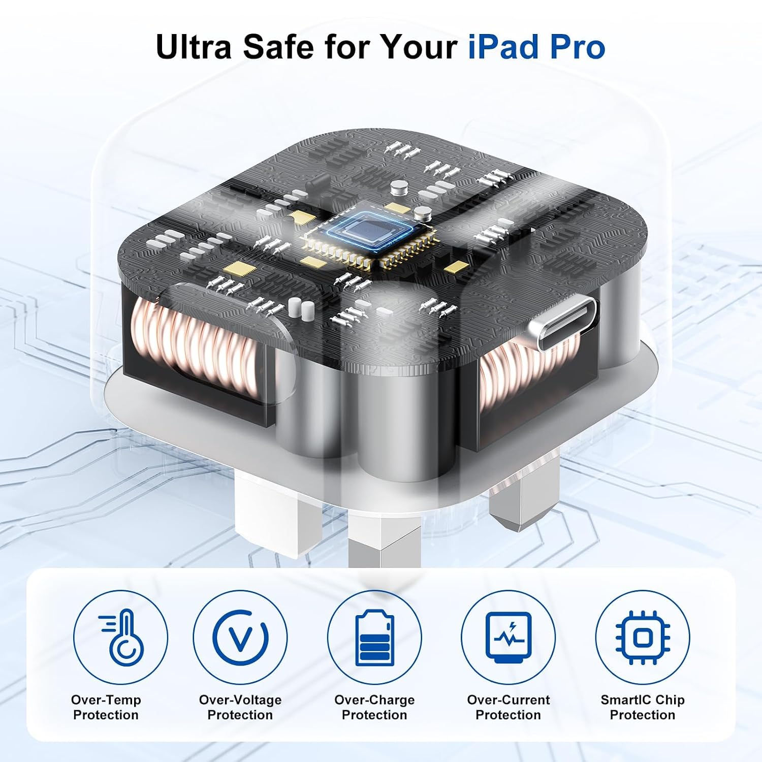 Thumbnail 2 de iPhone 17 16 Fast Charger with 2m Cable and iPad Fast Charger – UK Compatibility