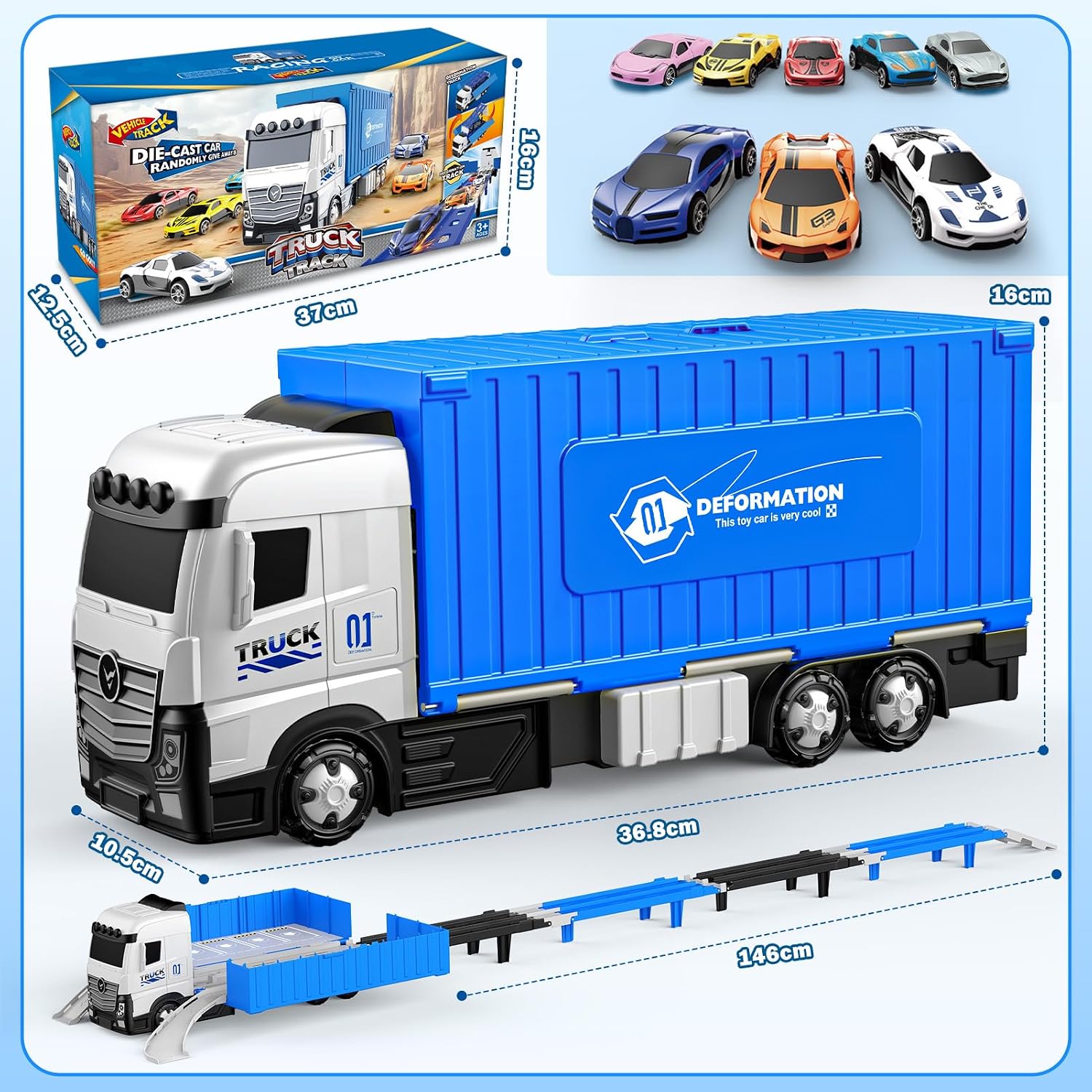 Thumbnail 5 de EUCOCO 158 cm LKW Spielzeugauto mit 8 Rennautos