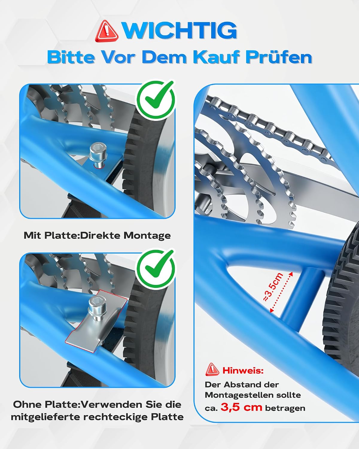 Detalle de WATSABRO Fahrradständer 24–29 Zoll, höhenverstellbar (Aluminium) für MTB, E-Bike, Rennrad & City