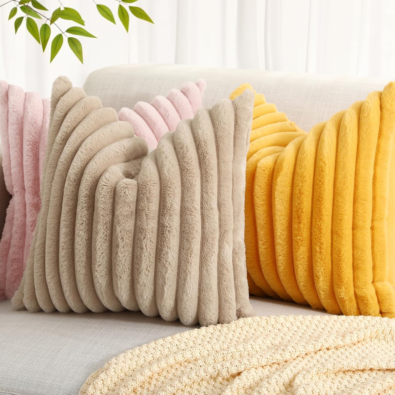 Thumbnail 5 de decorUhome Faux Fur Throw Pillow Covers 18x18 ⚙