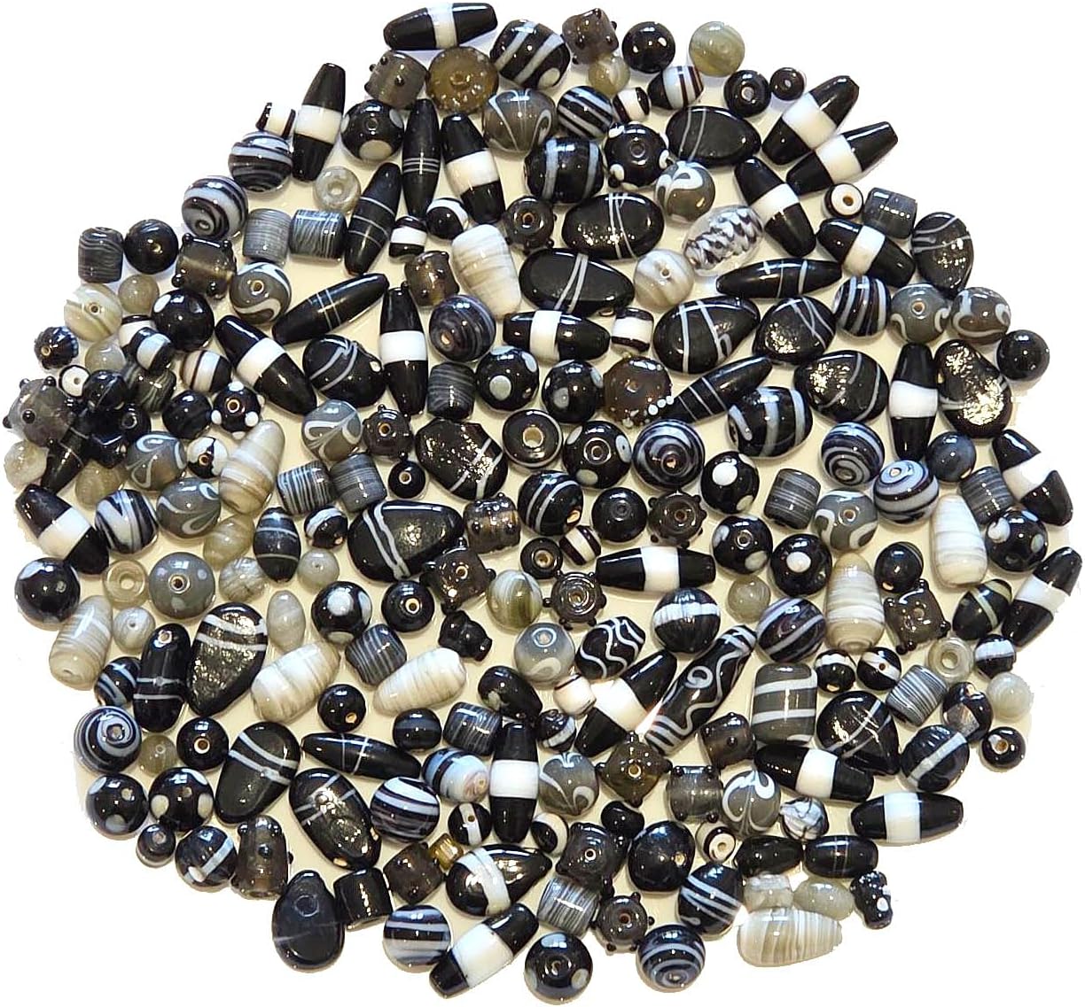 Thumbnail 6 de Perlin Lampwork Glasperlen Fancy Mix zum Auffädeln (500 g, schwarz) – verschiedene Formen, 6–20 mm
