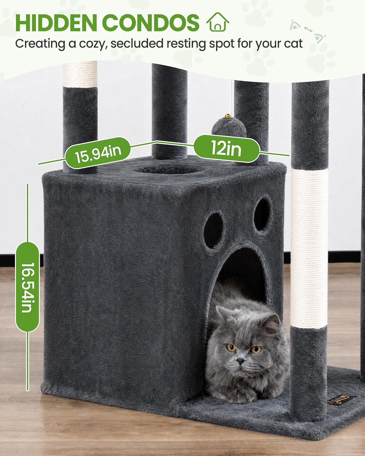 Detalle 2 de Kratzbaum Groß 170 cm hoch – XL-Katzenkratzbaum mit 4 Säulen und viel Platz für Mehrkatzen