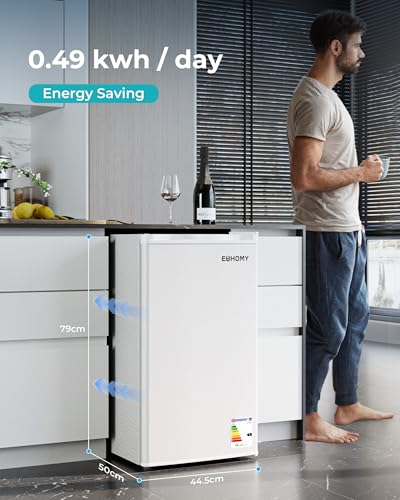 Detalle 2 de EUHOMY 93L Under Counter Fridge — Ultra-Quiet 38dB Mini Fridge, White