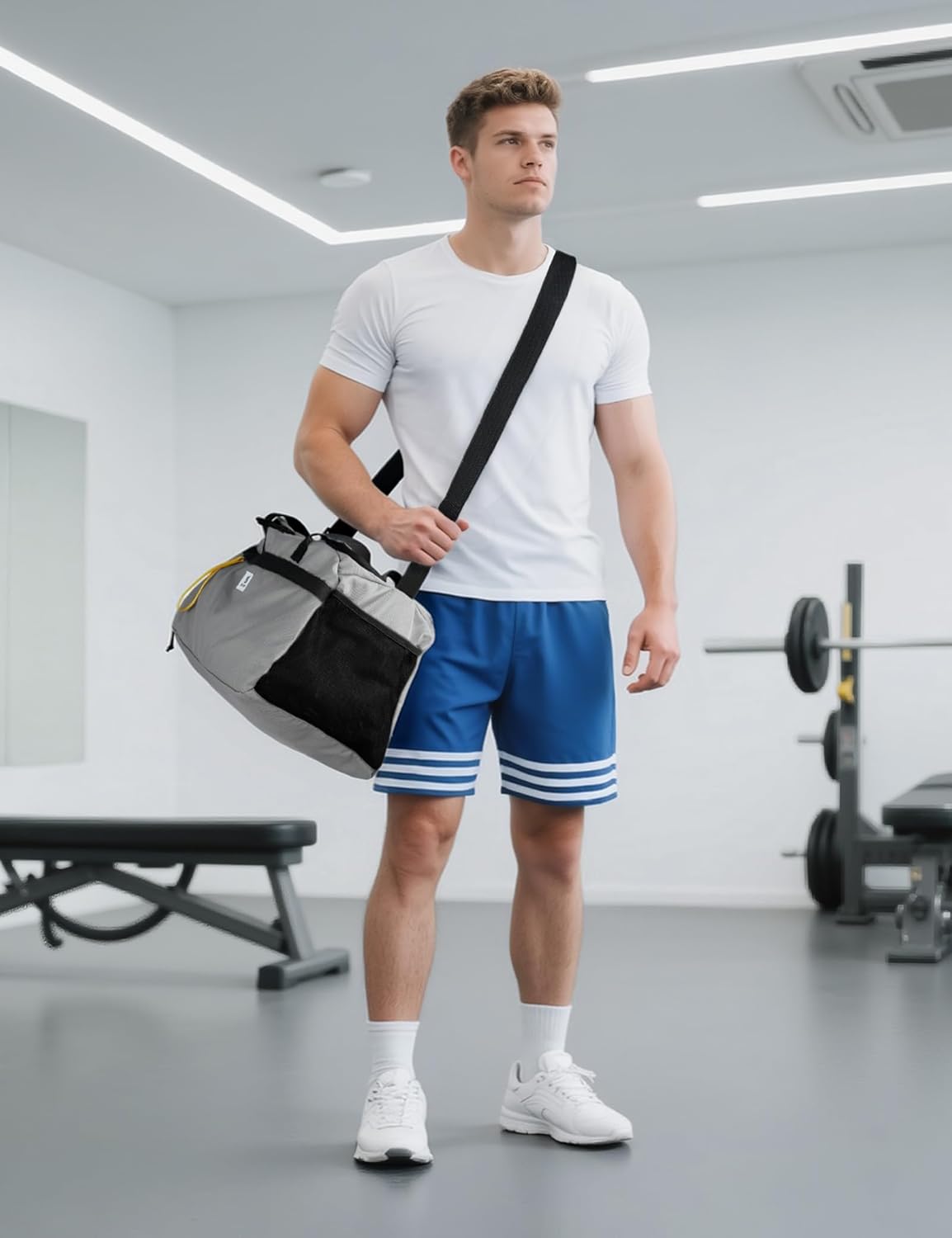 Detalle de SKYSPER 35L Sporttasche & Reisetasche – Schuhfach, Nassfach und viel Platz für Fitness & Reisen
