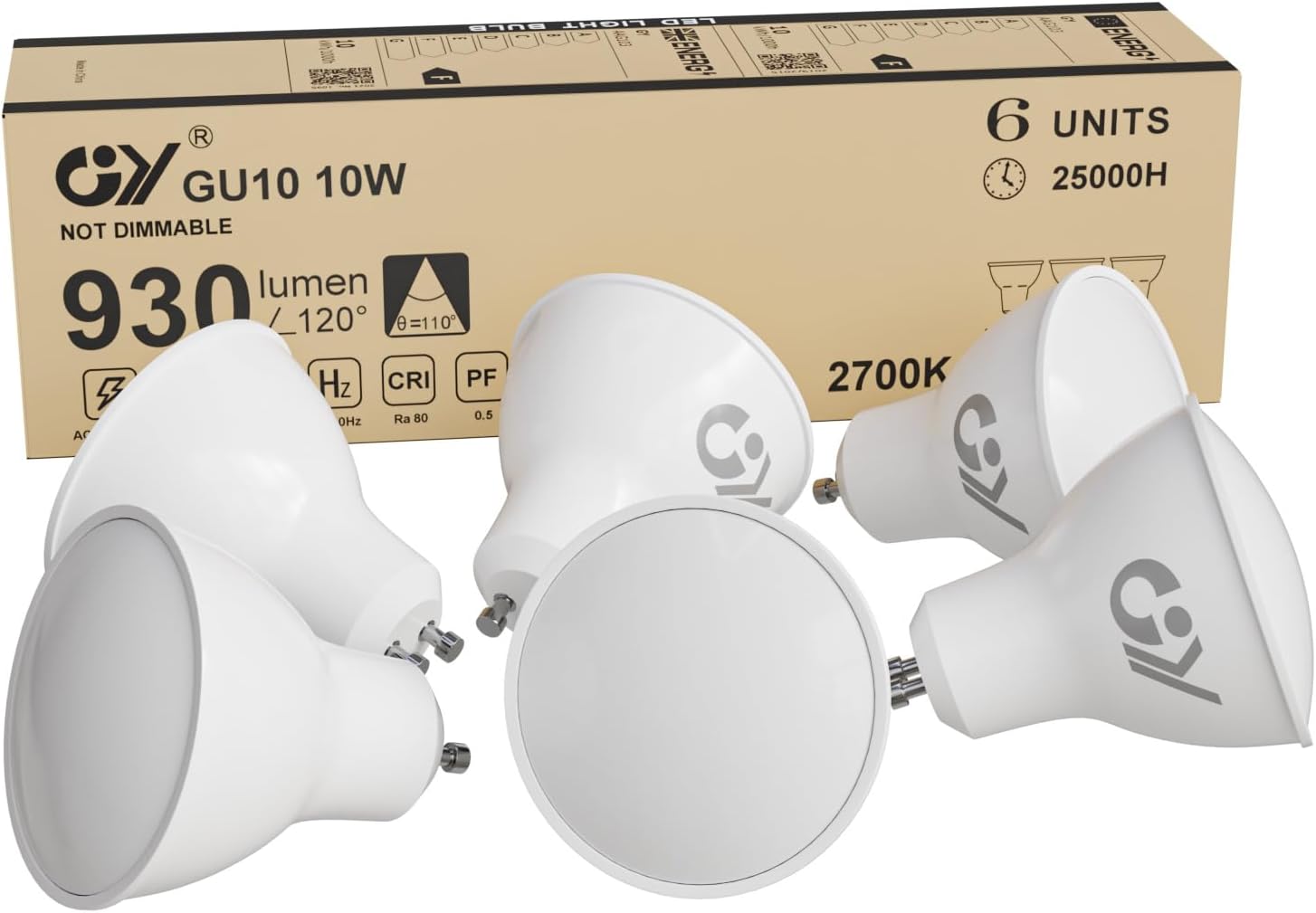 Detalle de GY Bombillas LED GU10 10W 2700K