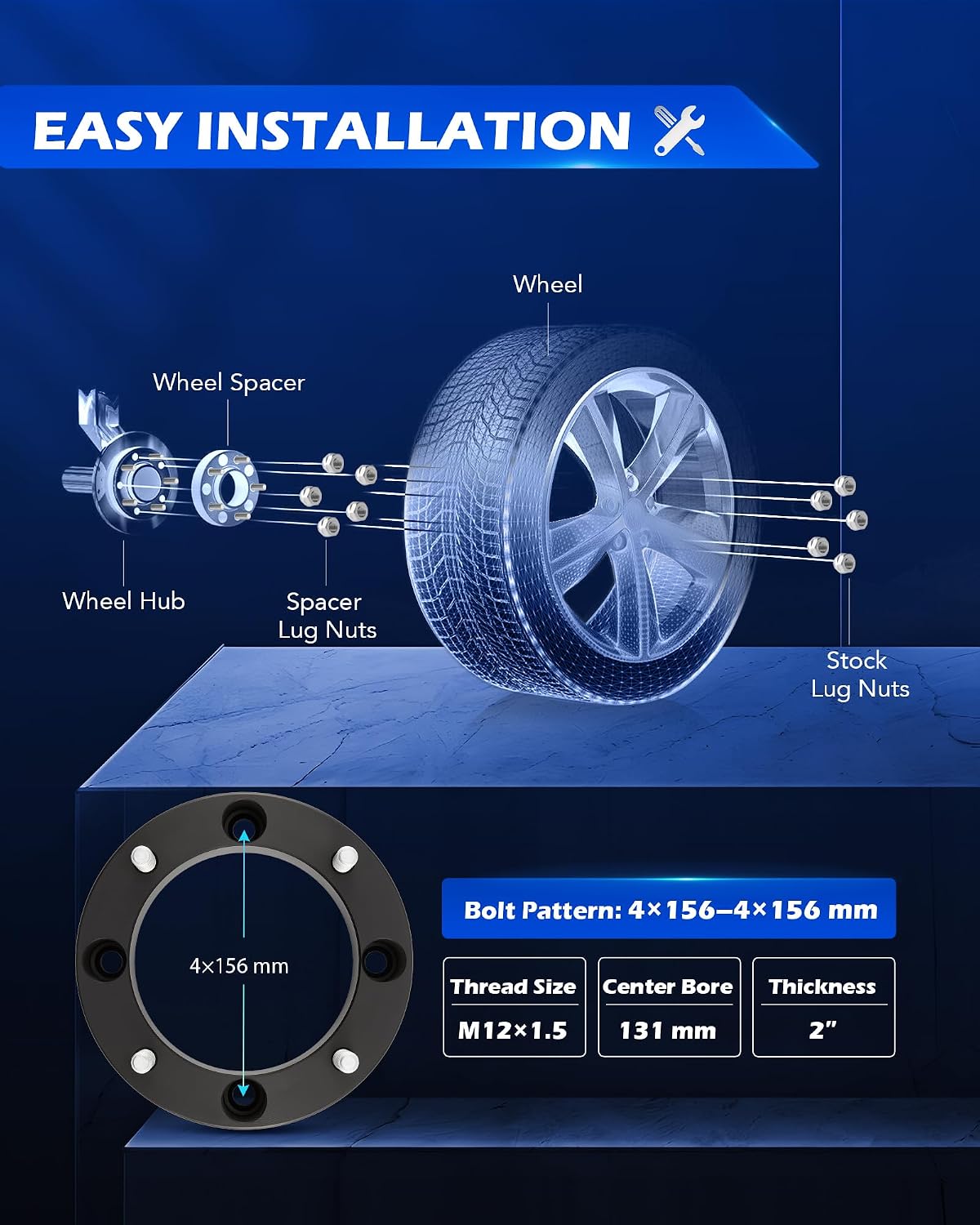 Detalle 2 de Orion Motor Tech 4x156 2 inch Wheel Spacers