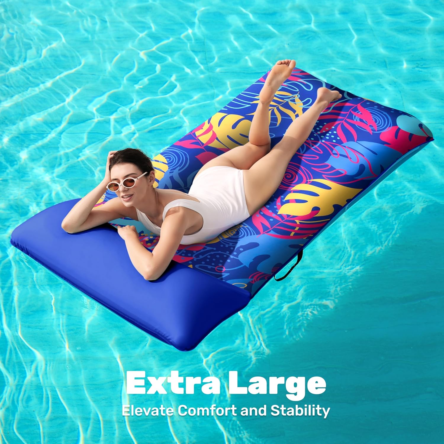 Thumbnail 4 de SLOOSH Inflatable Pool Floats Lounger - XL Fabric Covered Pool Mat Floaties for Adults (68" x 34"), Ultra Comfort with Headrest