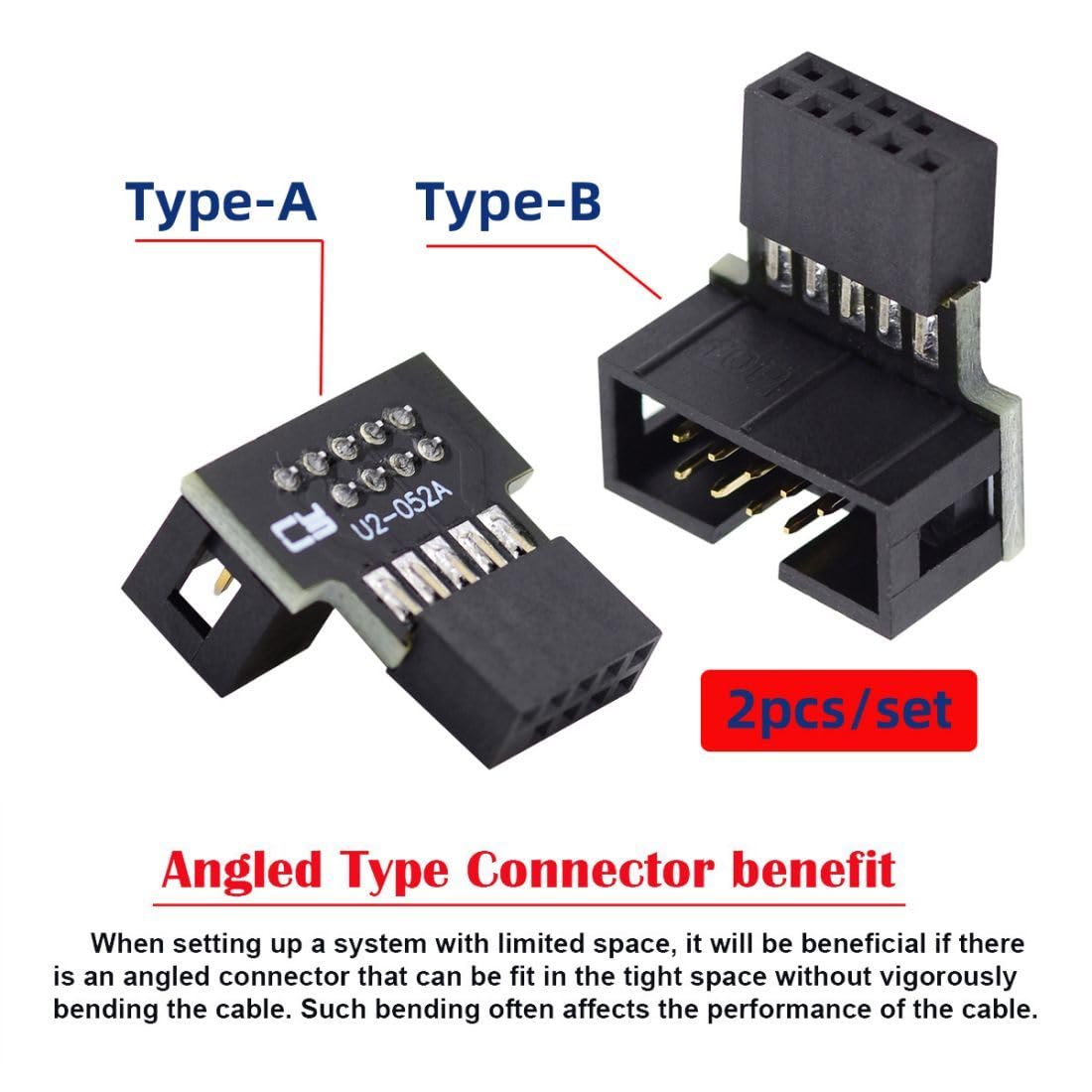 Thumbnail 6 de chenyang USB 2.0 9Pin/10Pin Motherboard Header Verlängerungsstecker – 90° abgewinkelte Verbindung