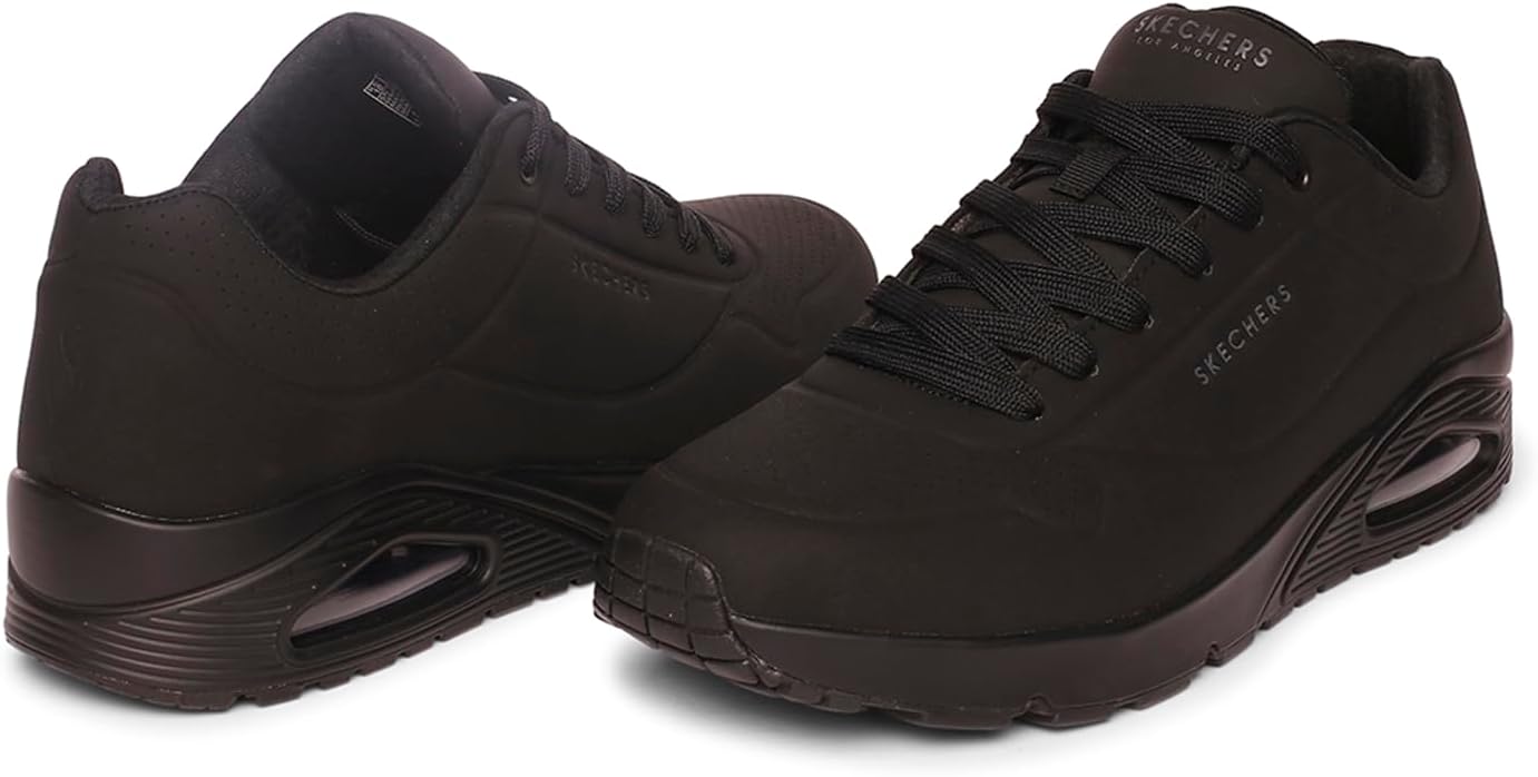 Detalle de Skechers Herren Uno Stand On Air Turnschuhe – Schwarz Durabuck/Trim, Größe 43 EU
