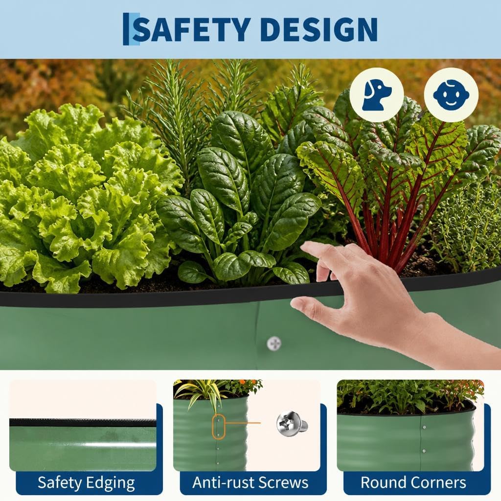Detalle de Garvee bhg-oiQky0nthCSWL3-47fw-z 2-Pack Oval Galvanized Raised Beds, 24-Inch Deep