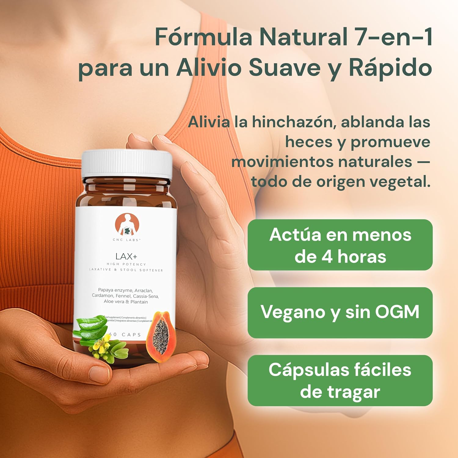 Detalle de LAX+ Laxante natural 7 en 1 10 cápsulas