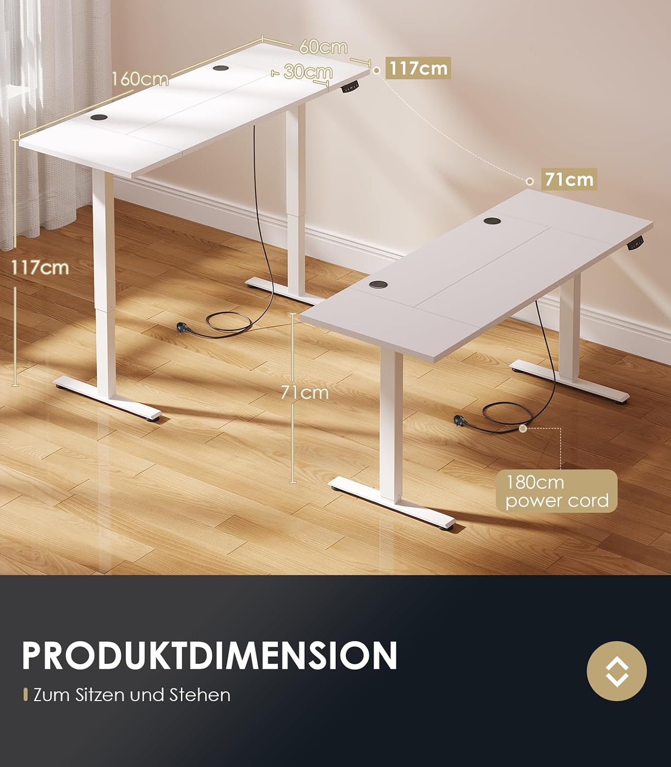 Thumbnail 4 de OffiGo Höhenverstellbarer Schreibtisch 140 cm