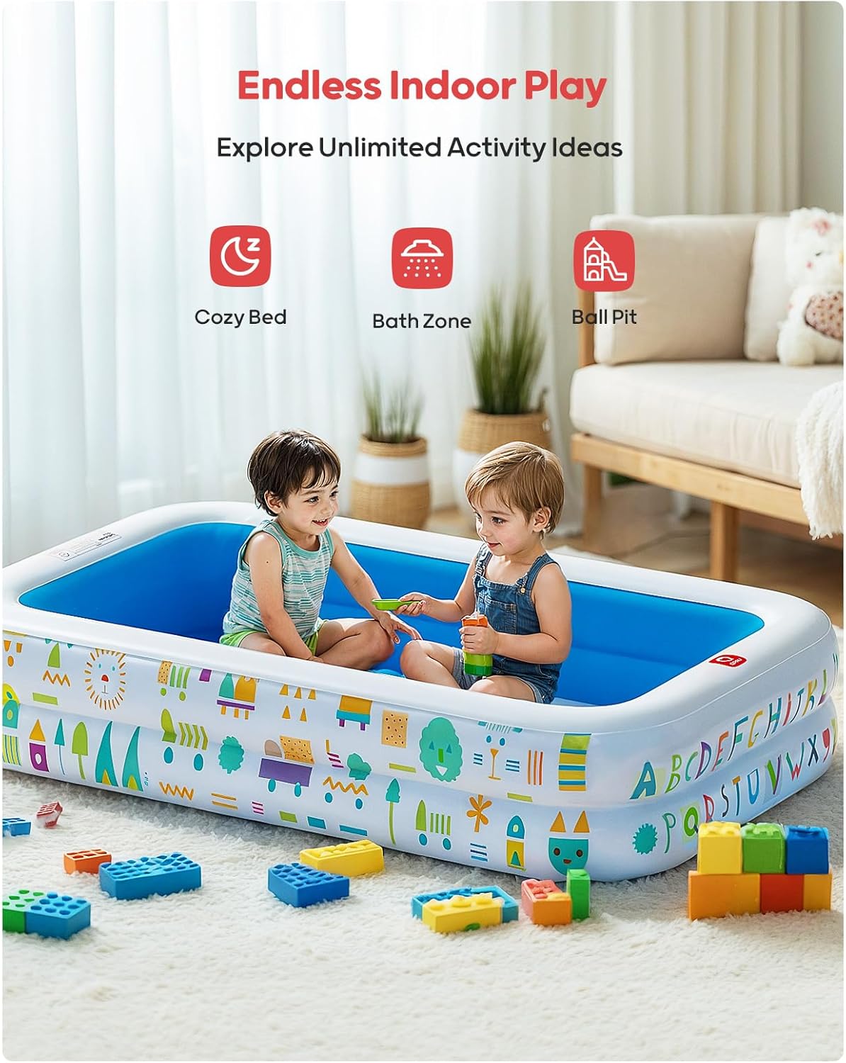 Thumbnail 3 de QPAU Kiddie Pool 65" x 39" Inflatable Pool with Canopy