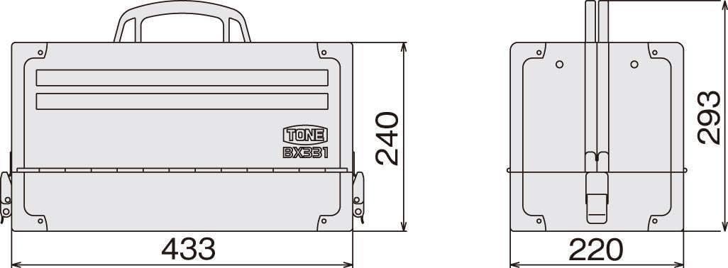 Detalle 1 de トネ(TONE) BX331 ツールケース レッド、スチール製・3段式両開き