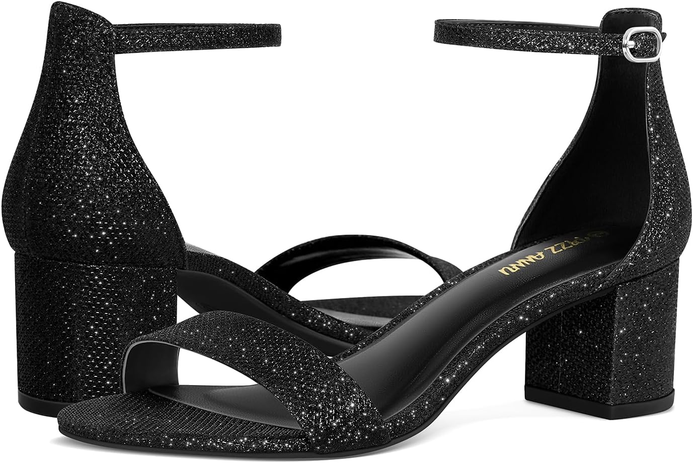Detalle 2 de PIZZ ANNU Women's Low Block Heel Sandals with 2-Inch Heel and Ankle Strap