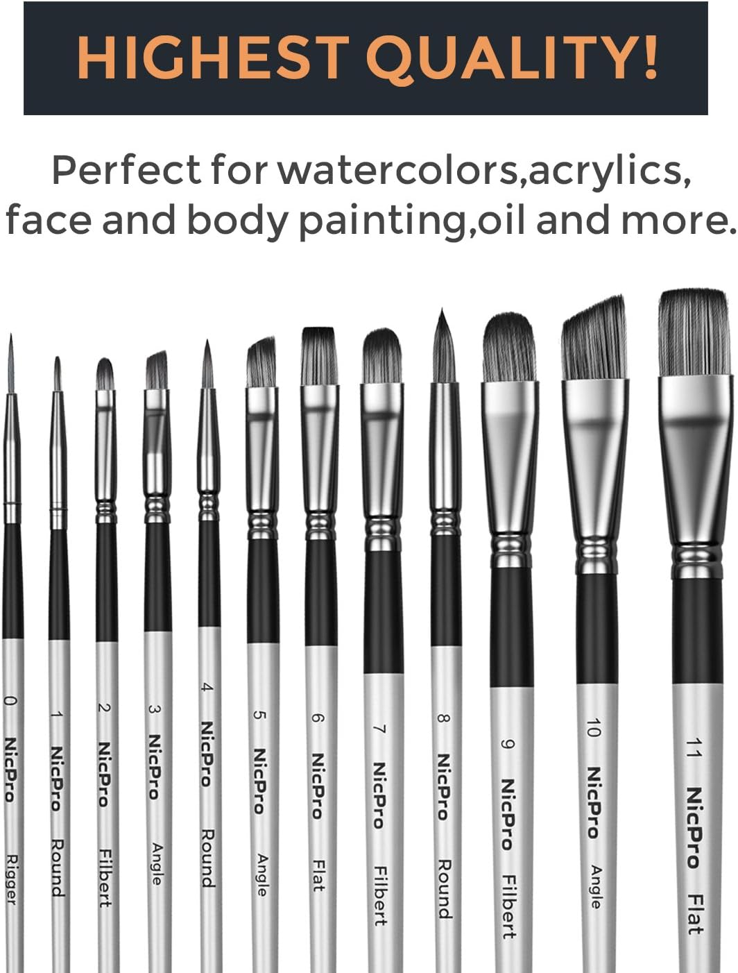 Thumbnail 6 de Nicpro 12 pinceaux peinture 🖌️