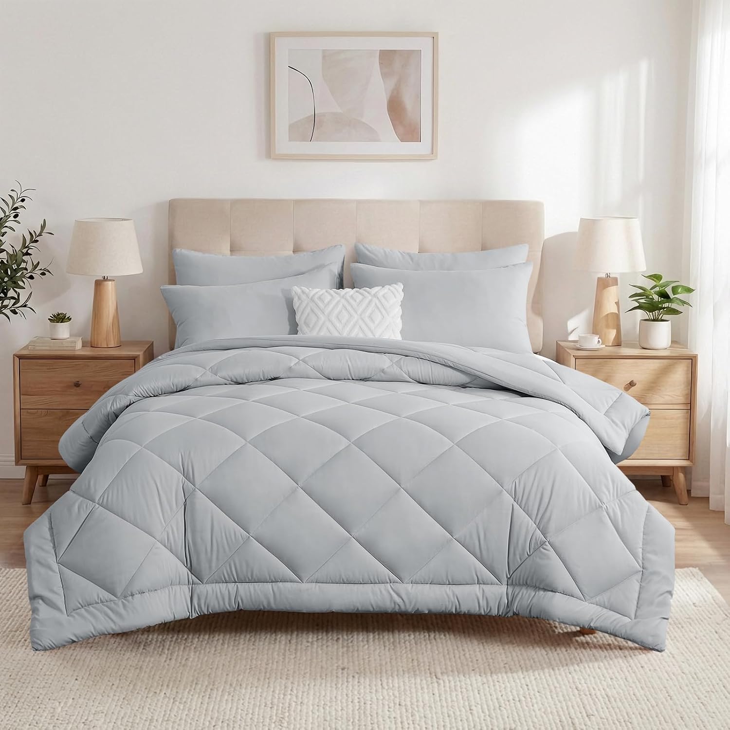 Thumbnail 1 de Aisbo Coverless Duvet King Size 10.5 Tog – 230 x 220 cm, Light Grey with 2 Pillowcases
