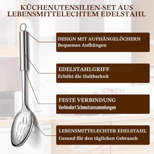 Detalle 2 de Homquen 4-teiliges Küchenutensilien-Set aus Edelstahl – Pfannenwender, Kochlöffel und mehr