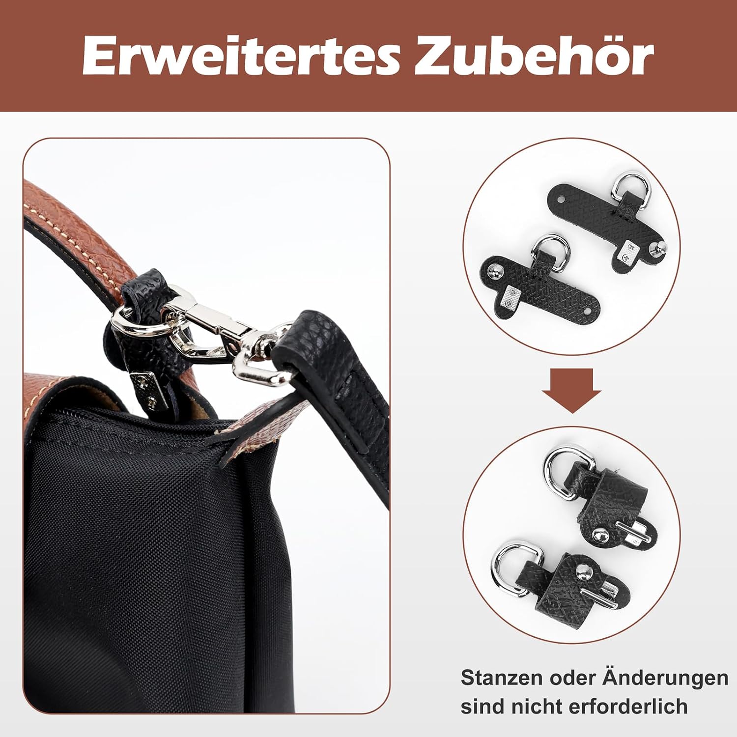 Detalle de Longchamp Leder Schultergurt mit Einstelllänge