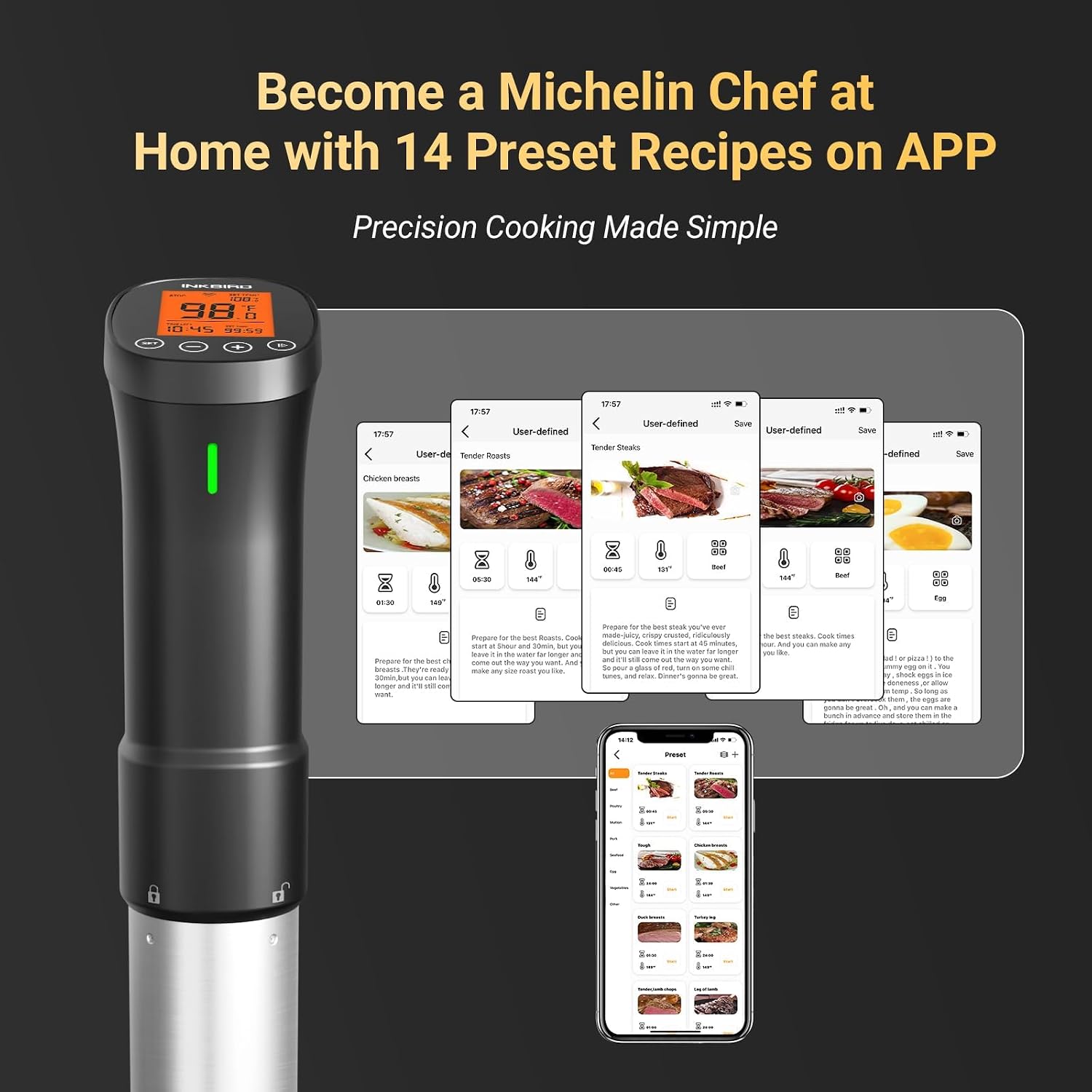 Detalle de INKBIRD ISV-200W 2.4G WiFi Sous Vide Cooker: Precision, App Control, and Quiet Consistency