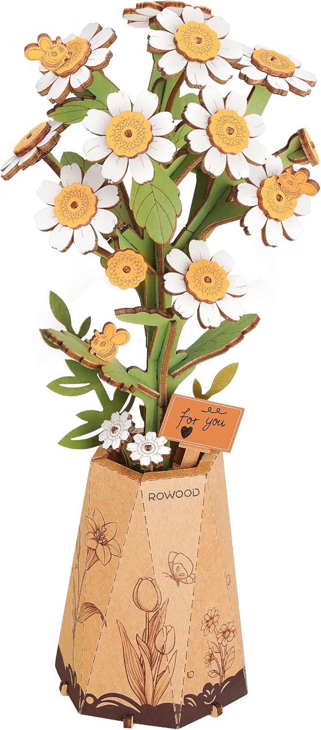 Thumbnail 5 de rowood 3D Wooden Flower Puzzle DIY – wooden artificial flower model kit for adults