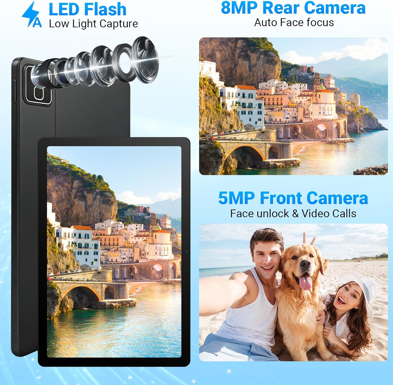 Detalle de MUISOO Android 16 Tablet with 11-inch display and 2-in-1 bundle