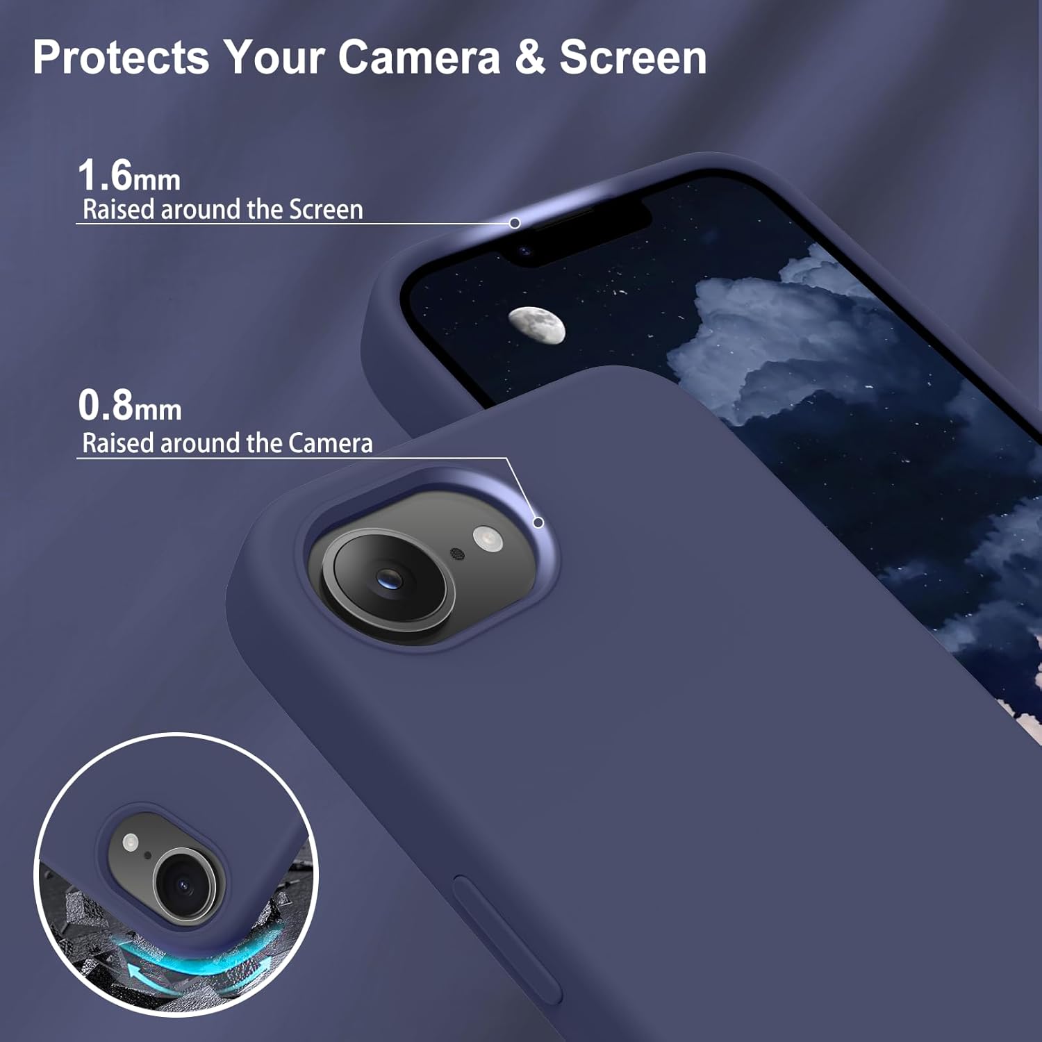 Thumbnail 3 de OIIAEE Liquid Silicone Case for iPhone 16e (2025) 6.1" – Midnight Blue
