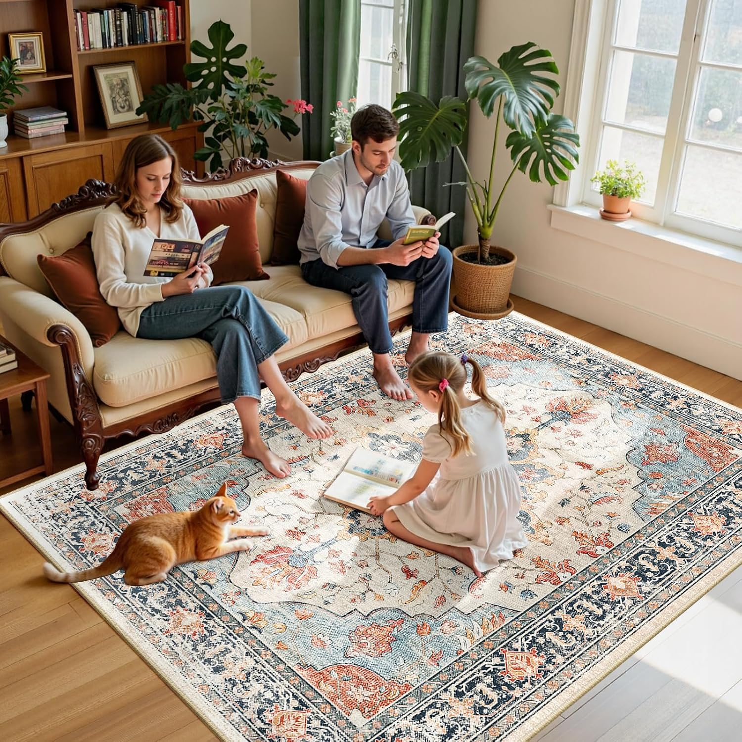 Detalle de RELEANY Area Rug 6'x9' Floral Vintage Medallion