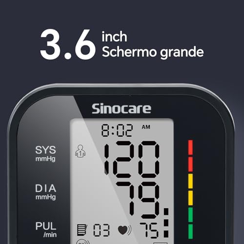 Detalle de Sinocare Misuratore di Pressione da Braccio (22-42 cm) con Indicatore di Rischio e Memoria Doppia