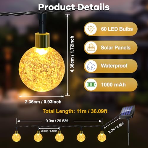 Thumbnail 4 de Guirnaldas Luces Exterior Solares Caldarax 11 m 60 LED – Blanco cálido