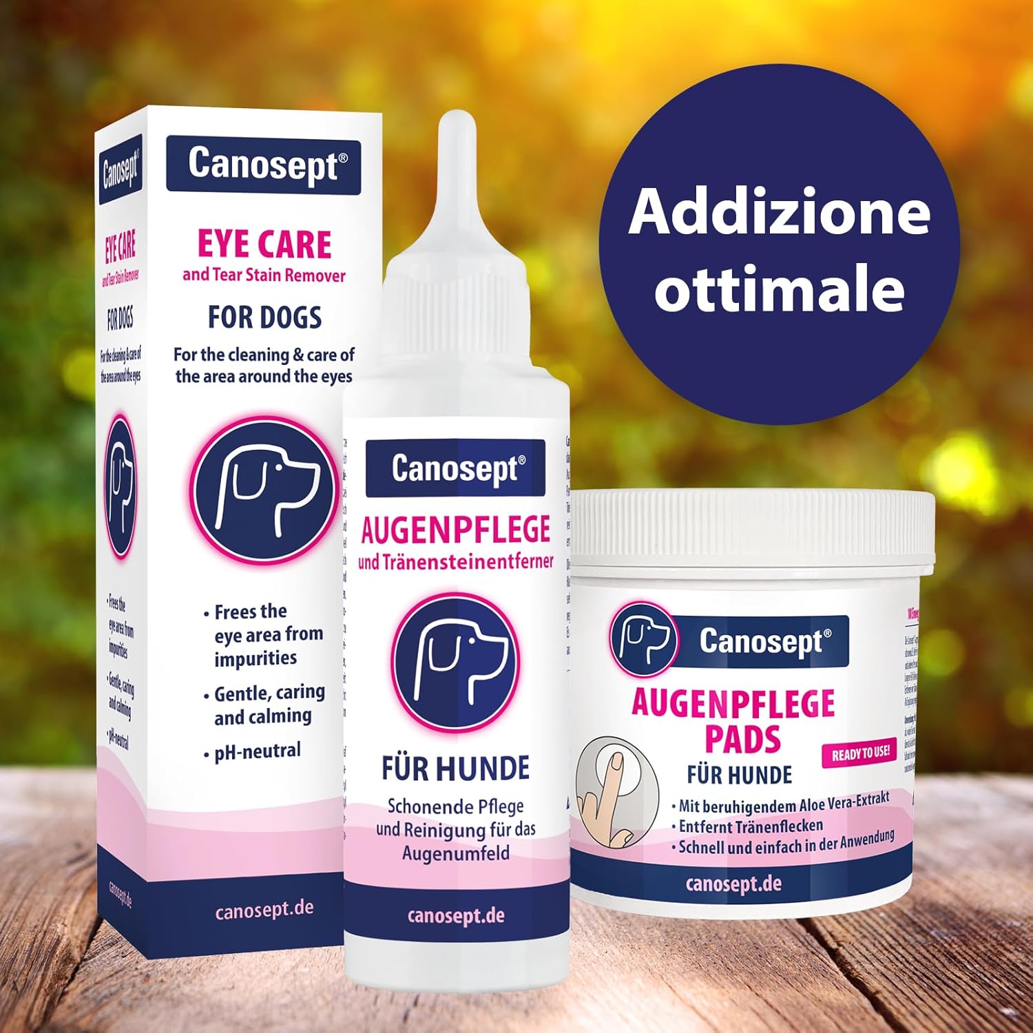Detalle de Canosept Cura Occhi per Cani 120 ml – Detergente delicato per contorno occhi, rimuove lacrime e impurità