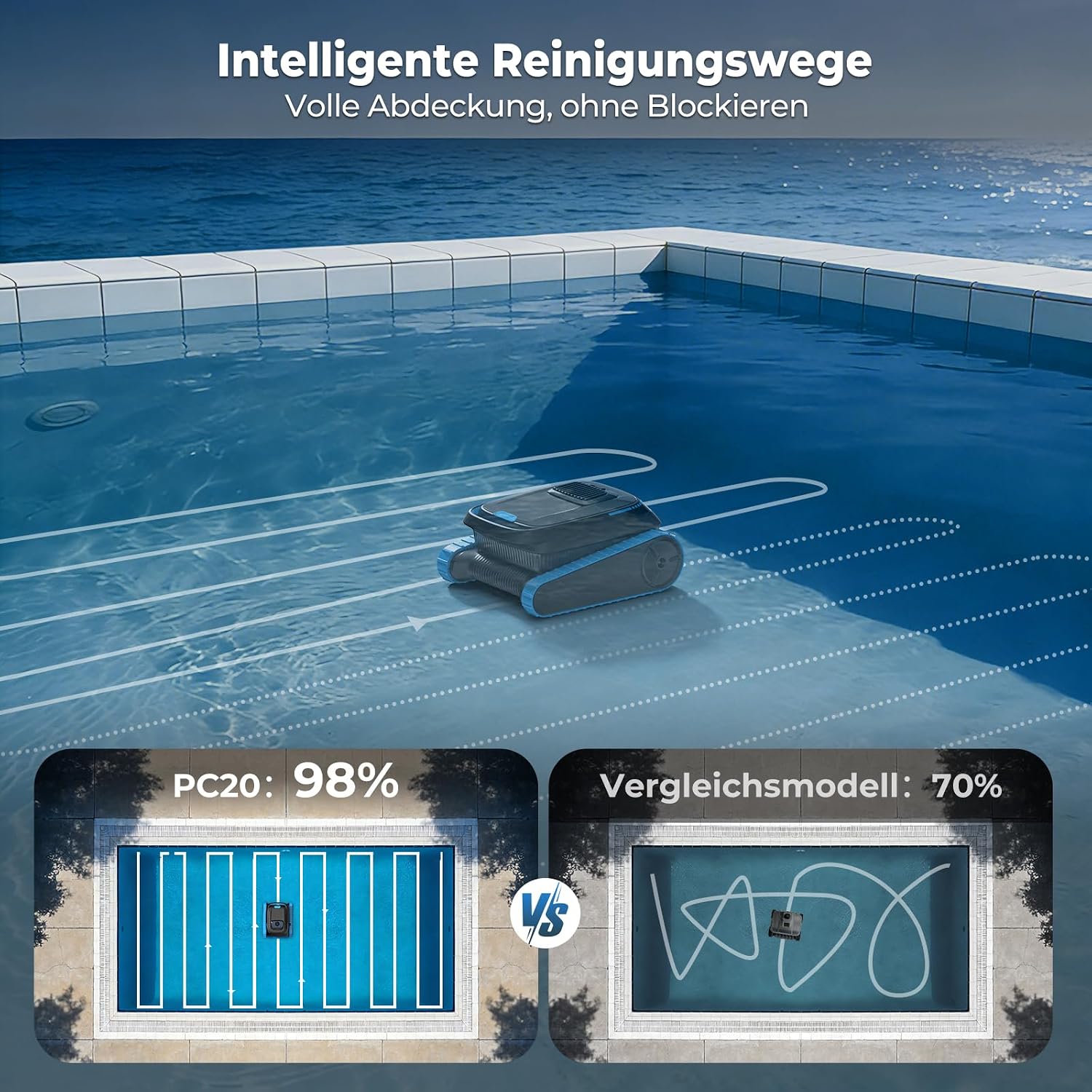 Detalle de (2026 Neu) BOTLIFE PC20 Akku-Poolroboter für Boden, Wände und Wasserlinie – bis 170 m², App-Steuerung