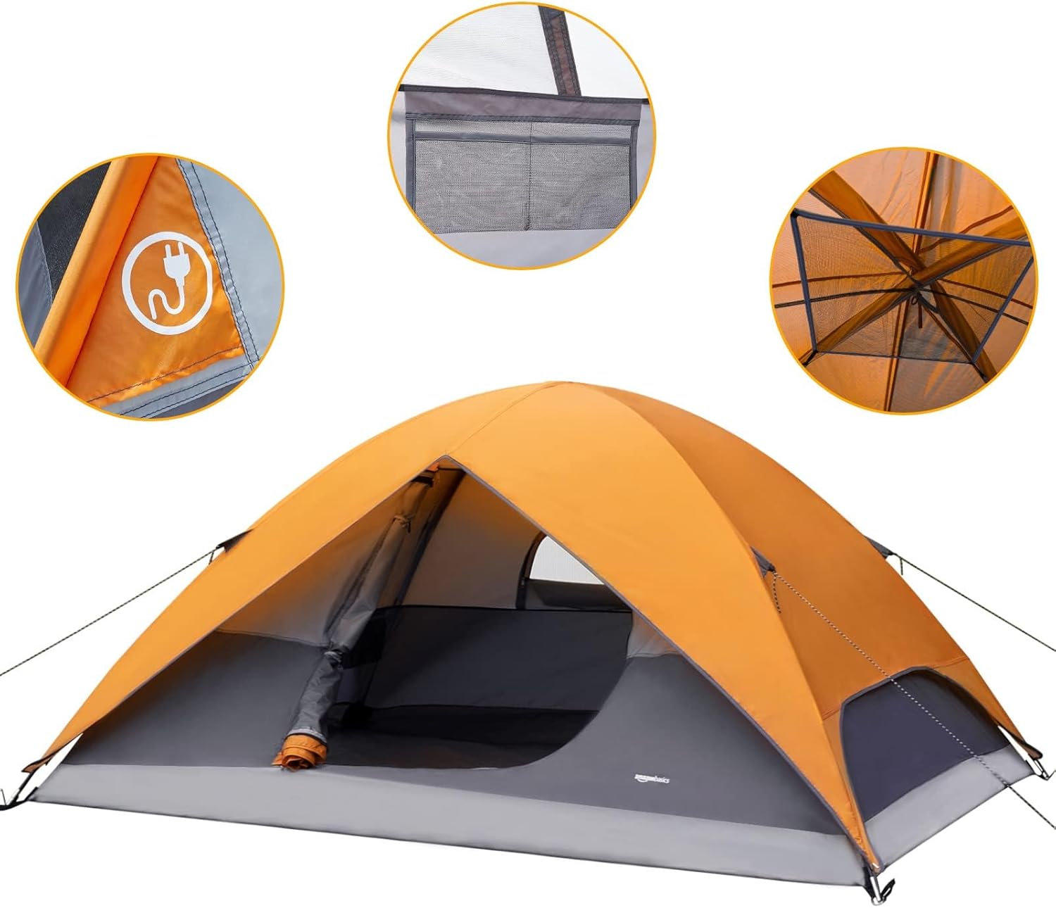 Detalle de Amazon Basics 4-Person Dome Tent with Rainfly for Three-Season Camping