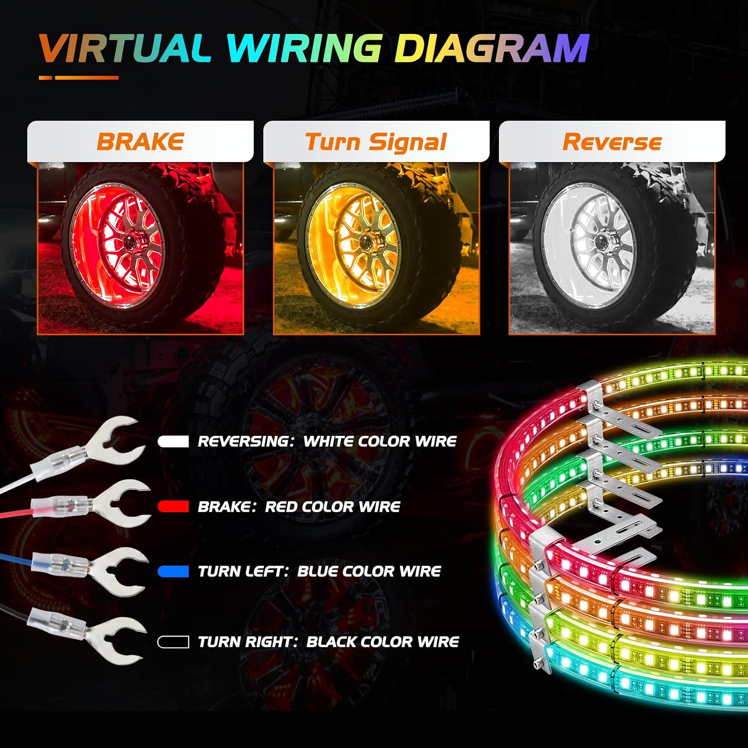 Detalle 2 de Nilight 17.5in RGB LED Wheel Ring Lights