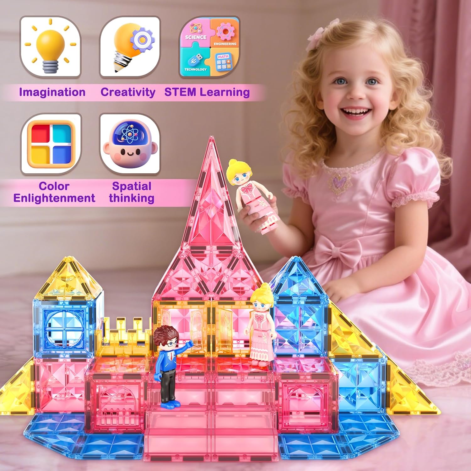 Thumbnail 6 de Soyee Diamond Magnetic Tiles: Princess Castle magnetic building blocks for ages 3–12