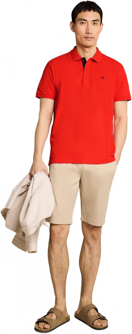 Detalle 2 de TOM TAILOR Herren Basic Piqué Poloshirt – zeitloses Essentials-Poloshirt in Kurzarm