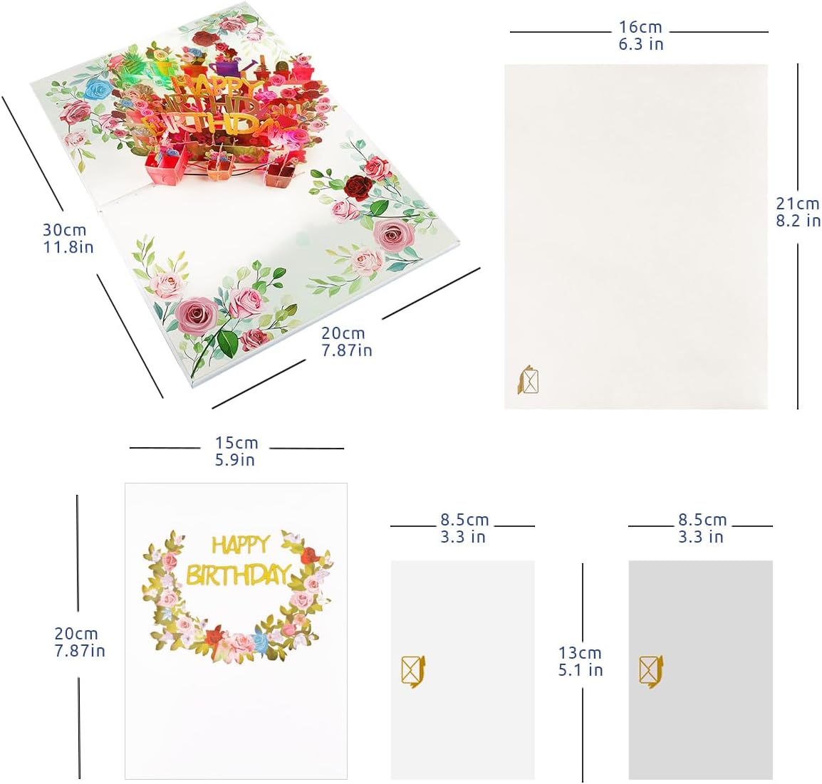 Thumbnail 1 de CNLITIHEKA YYFH-01 3D Musical Birthday Card, Floral Pop-Up with Lights