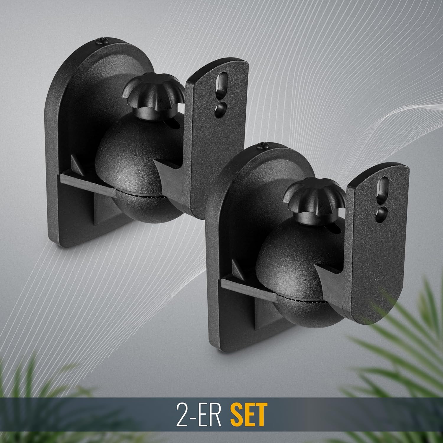 Thumbnail 1 de RICOO LH028-B – Support mural pour enceinte (lot de 2) inclinables et orientables, noir
