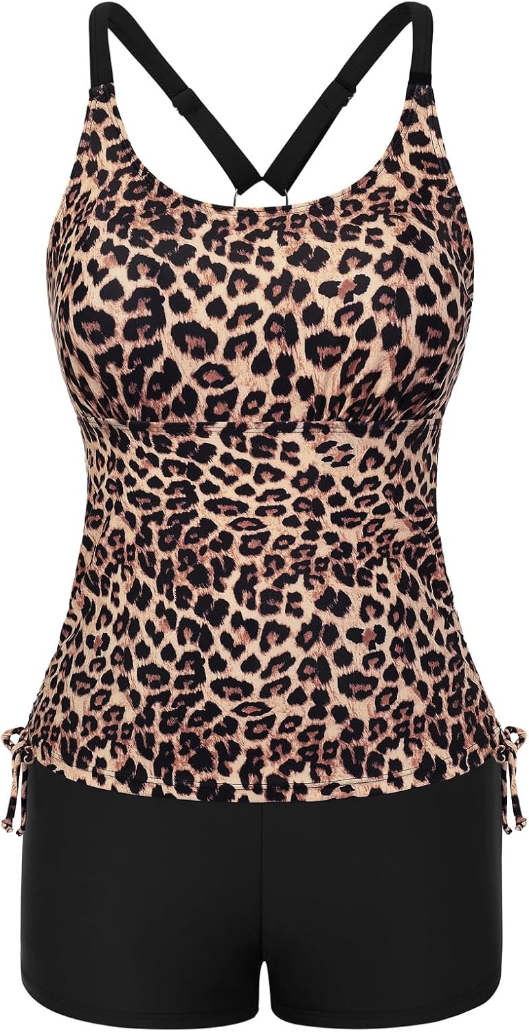 Thumbnail 6 de JASAMBAC Women's Strappy Tankini Swimsuits – Floral Two-Piece with Adjustable Details