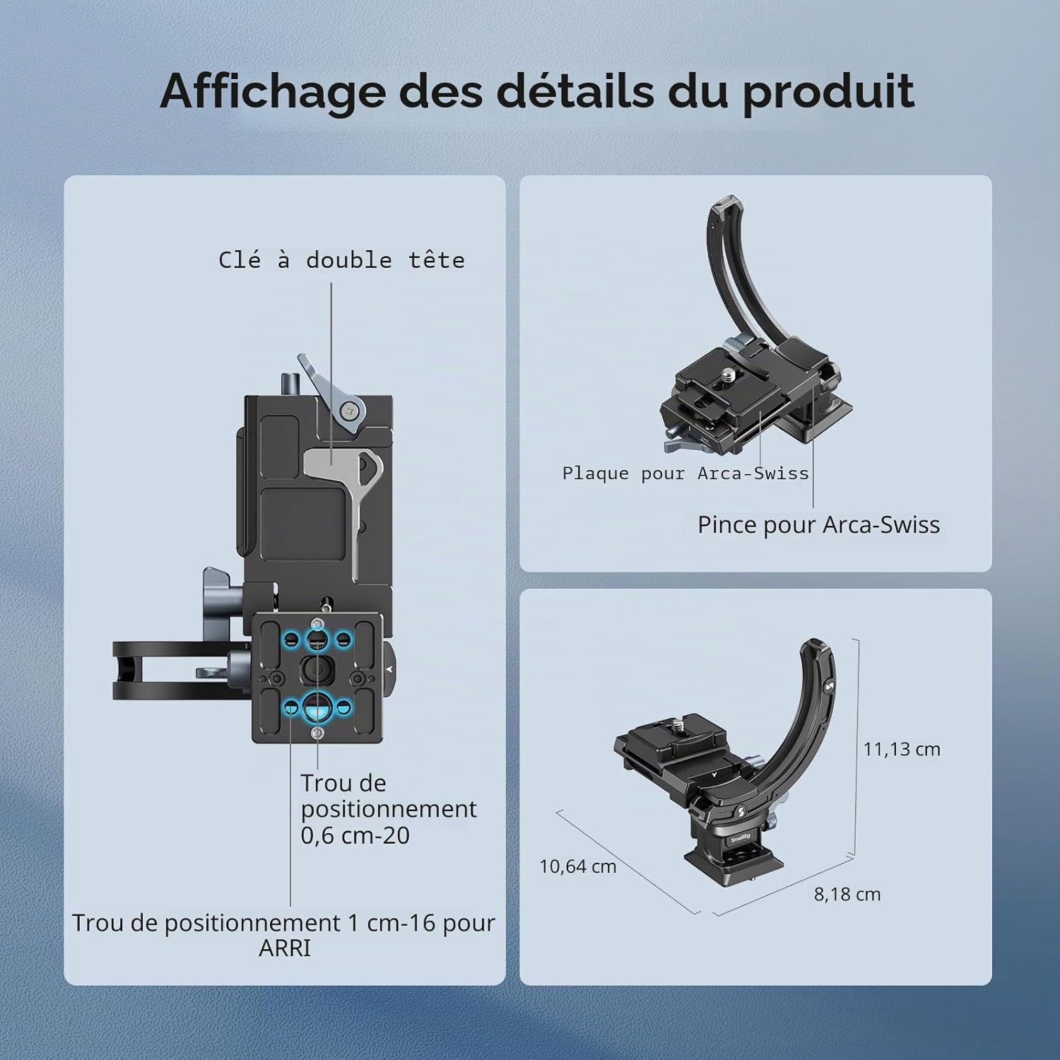 Detalle de SMALLRIG Kit de Plaque de Montage Horizontal vers Vertical pour Caméra sans Miroir – Compatible Sony, Fujifilm, Nikon, Canon