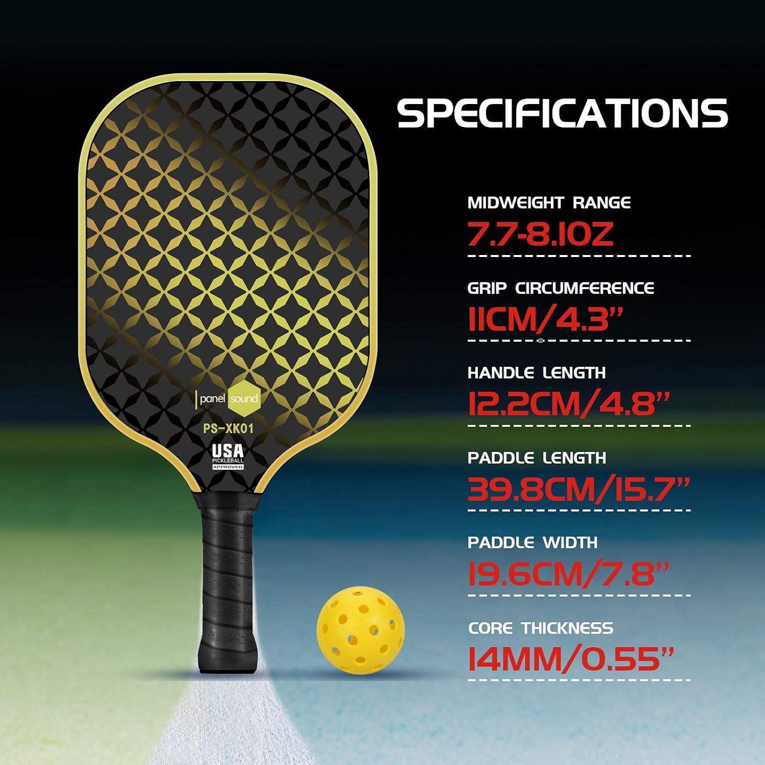 Thumbnail 4 de Panel Sound Fiberglass Pickleball Paddle Set of 4, USAPA Approved