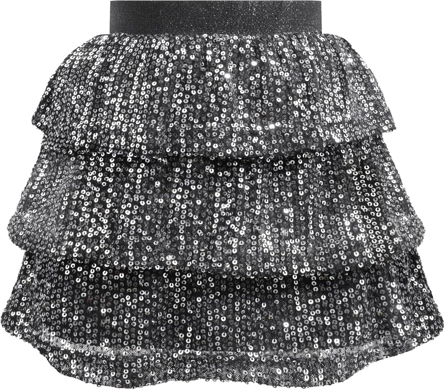 Detalle de Bezioner Girls Sequin Skirt: Layered Glitter Skater Skirt for 5–14 Years