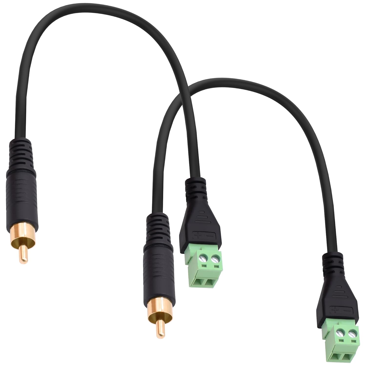 Detalle de YARCHONN RCA Screw Terminal Block Solderless Connector Cable – RCA Male to 2-Pin AV Adapter (30cm, 2 Pack)